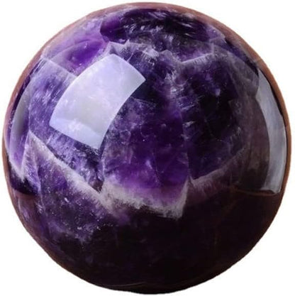 StoneStory Amethyst Crystal Sphere Ball with Wood Stand Large Healing Crystals Sphere Sculpture Home Office Decoration Fengshui Meditation He