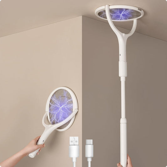2-Pack GeckoMan Rotating Head Electric Fly Swatter Racket Rechargeable Bug Zapper Racket Bug Zapper