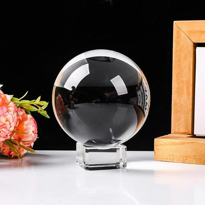 Modaier Clear Crystal Ball 80mm/3.1 inch for Fortune Teller Accessories,Halloween Decor,Magic,Feng Shui,Witchcraft,Scrying,Decorative Ball,Lensball Photography,Quartz Crystal Sphere Prop Glass Orb