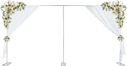 Wedding Arch Backdrop Stand, 19.7 x 9.8 FT Silver Wedding Arches Square Carbon Steel Balloon Arch Stand, Garden Arbor Frame for Birthday Party Photo Booth Background Decoration
