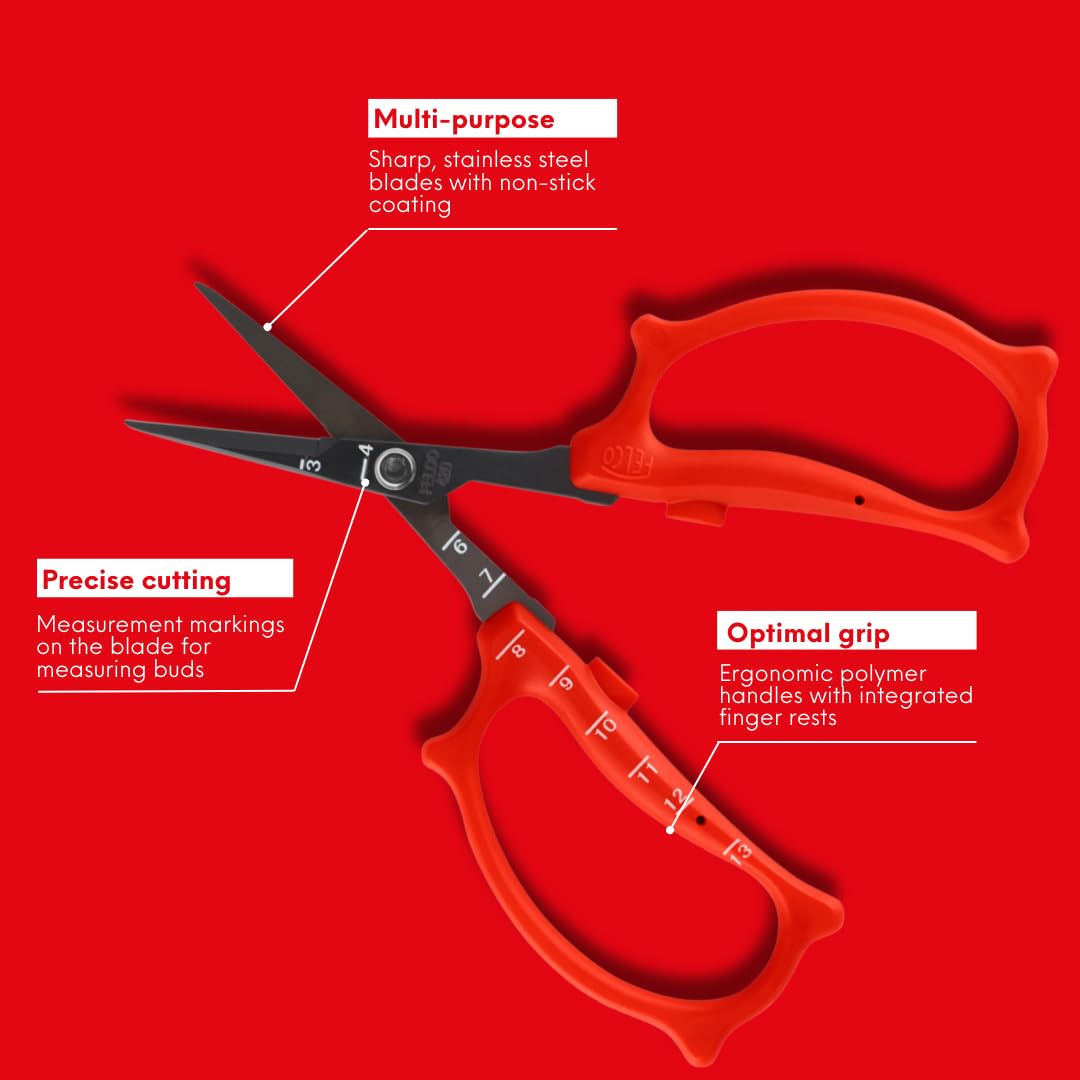 Felco 420 Trimming Scissors – 6.1" Swiss-Made Garden Clippers with Fine Tip & Non-Stick Blade | Pruning Shears for Gardening | Garden Scissors for Plant with Stainless Steel Blade, Built-In Ruler