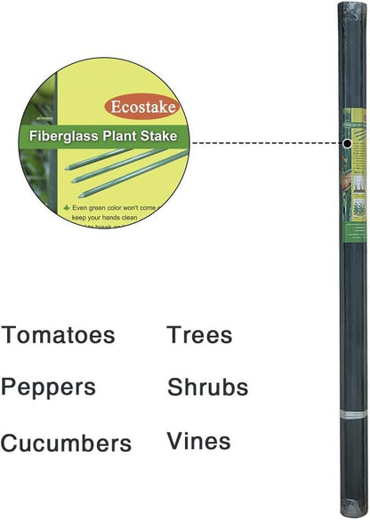Plant Stakes 60inch 20pack, 1/2inch Diameter Garden Stakes, Garden Poles Tree Stake for Cucumber Potato Fence, Never Rust, 5ft Long