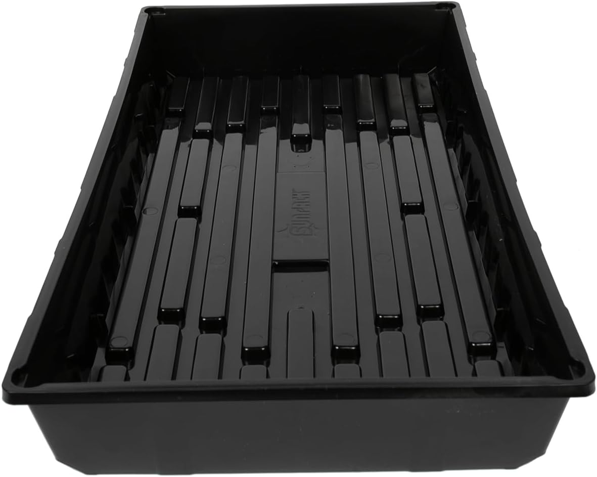 SUNPACK 10" x 20" Mega Plastic Seed Starting Tray, Black, 2.5" - No Drainage Holes, Ideal for Greenhouses or Indoor Gardening - Made of Thick, Strong Plastic