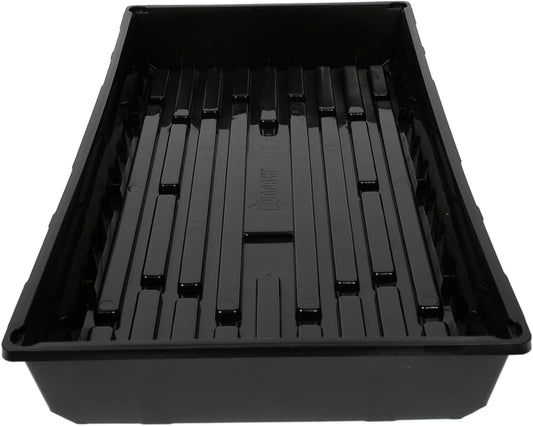 SUNPACK 10" x 20" Mega Plastic Seed Starting Tray, Black, 2.5" - No Drainage Holes, Ideal for Greenhouses or Indoor Gardening - Made of Thick, Strong Plastic
