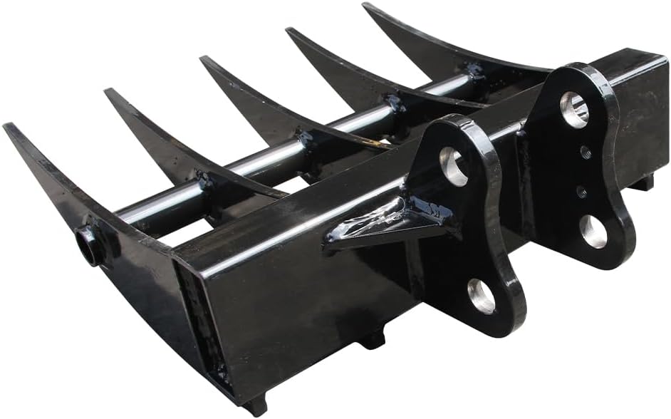 Mini Excavator Attachment Rake, Metal Material, Hole Diameter: 25MM/0.98in, Suitable for 1 - Ton Mini Excavators
