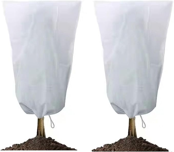 GardenPal 2 Pack Plant Covers Freeze Protection with Zipper, 47''×70'' Thicken Frost Cloth with Drawstring Reusable for Outdoor Plants, Frost Cloth Plants Freeze Protection (47''×70''(2pcs))