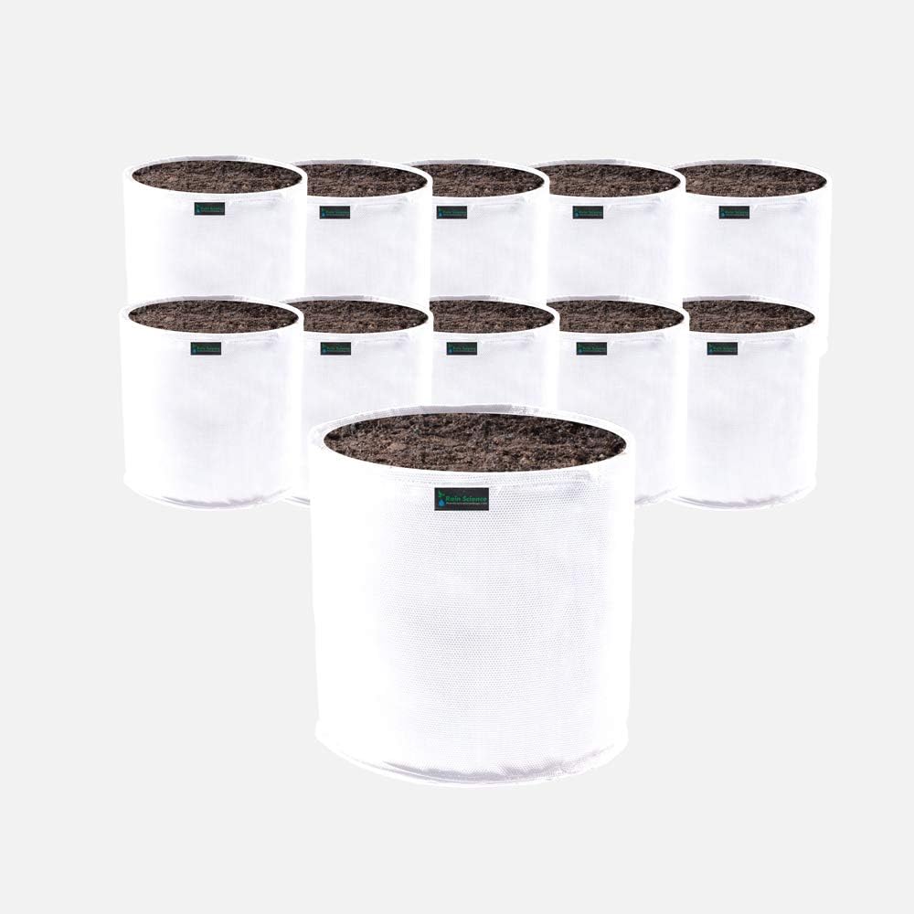 Commercial Grow Bag Pack of 10, Air Pruning Mesh Fabric Plant Containers (5 Gallon, White)