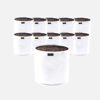 Commercial Grow Bag Pack of 10, Air Pruning Mesh Fabric Plant Containers (25 Gallon, White)