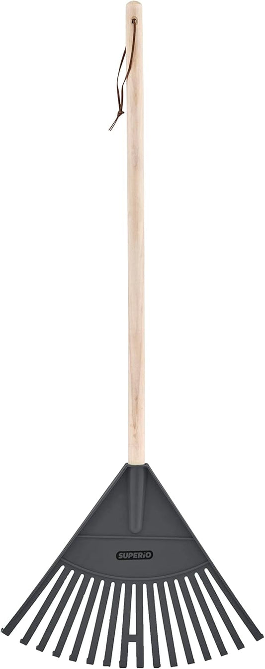 Pack of 3 Kids Rake with Hardwood Handle, Durable Plastic Head to Sweep Leaves in Lawn and Tidying Up The Garden, 34" (Grey)