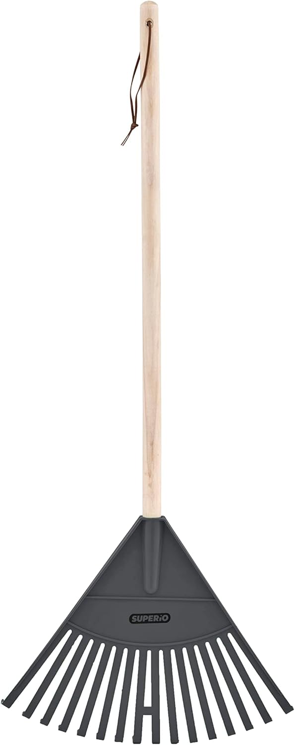 Pack of 2 Kids Rake with Hardwood Handle, Durable Plastic Head to Sweep Leaves in Lawn and Tidying Up The Garden, 34" (Grey)