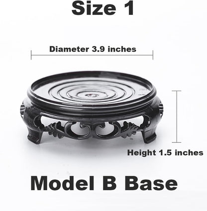 GOLDY&WENDY Round Vase Display Stand 3.9 Inch Black Imitation Wood Style Base Handmade Resin Pedestal