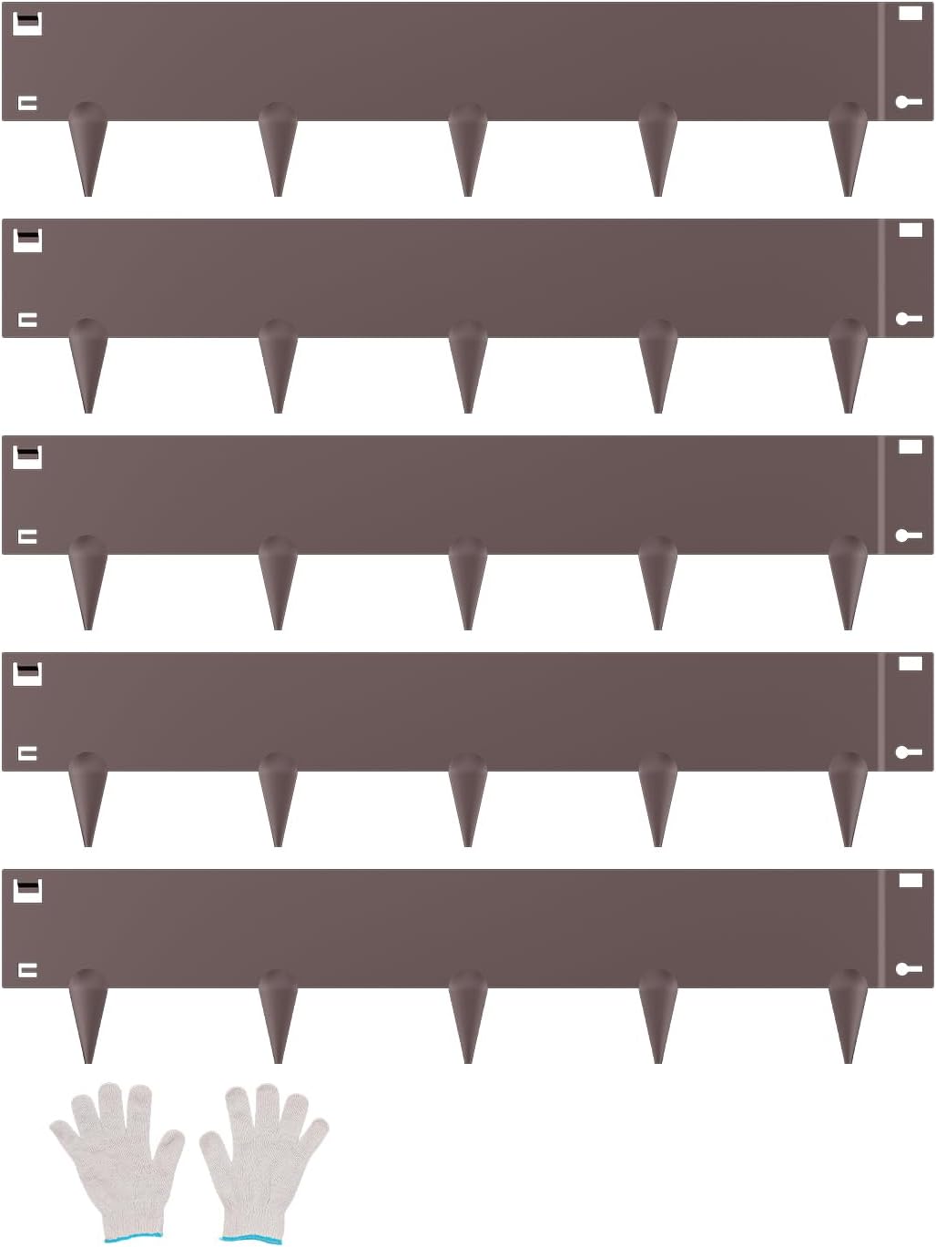 VEVOR Steel Landscape Edging, 5 Packs 39 x 5 in Rust-Resistant Metal Landscape Edging, Bendable Garden Edging Border, Heavy Duty Lawn Edging, Easy-to-Install, Flower Bed Yard Pathway Divider Brown