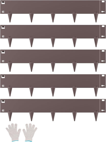 VEVOR Steel Landscape Edging, 5 Packs 39 x 5 in Rust-Resistant Metal Landscape Edging, Bendable Garden Edging Border, Heavy Duty Lawn Edging, Easy-to-Install, Flower Bed Yard Pathway Divider Brown