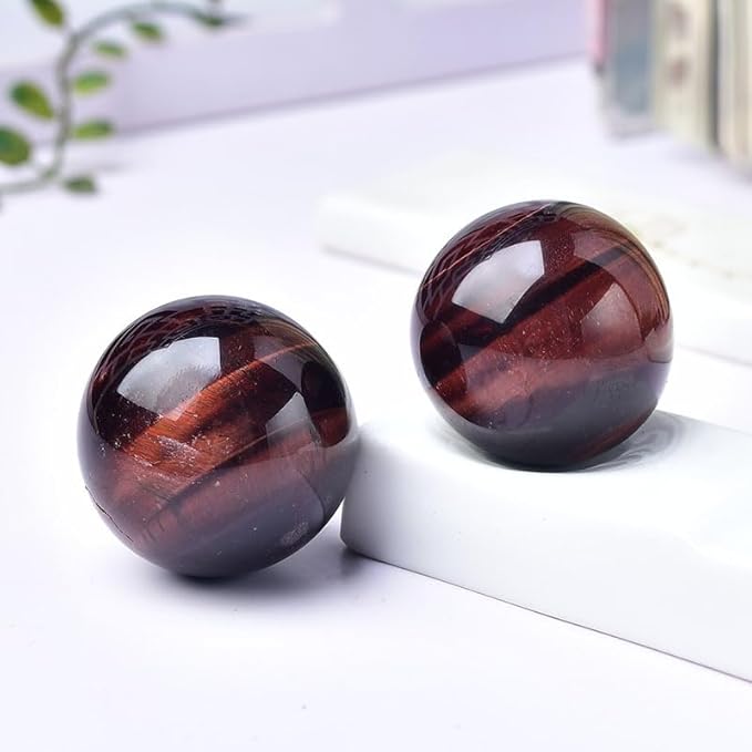 4-5CM/1.58-1.97inch Natural Crystal Red Tiger Eye Ball Quartz Massage Polished Spheres Reiki Healing Exquisite Room Decor Rock Ball Souvenirs Gift(Red Tige Eye, 40-50mm)