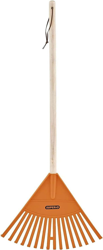 Superio Kids Garden Rakes, 2 Pack, Rakes with Wooden Handle, Plastic Head, 34" (Orange)