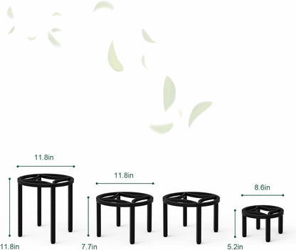 Zhongma Set of 4 Metal Plant Stand for Heavy Potted Plant for Home Indoor and Outdoor, 220 LBS Capacity & Heavy Duty Construction, Sturdy Plant Riser without Installation Required