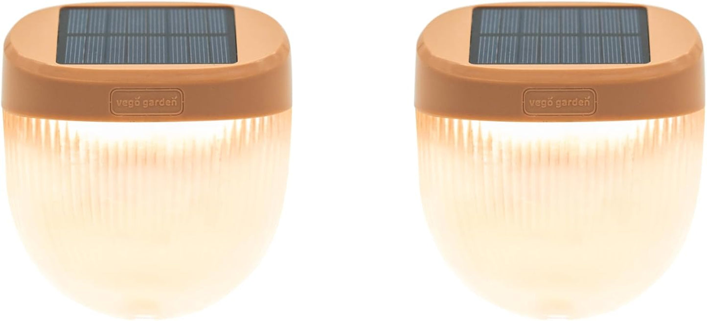Vego garden Rippled Solar Garden Lights with Auto Sensors Magnetize Securely to Raised Beds, IPX4 Waterproof Outdoor LED Light for Patio & Yard Terra Cotta, 2 Pack