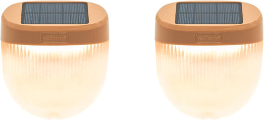 Vego garden Rippled Solar Garden Lights with Auto Sensors Magnetize Securely to Raised Beds, IPX4 Waterproof Outdoor LED Light for Patio & Yard Terra Cotta, 2 Pack