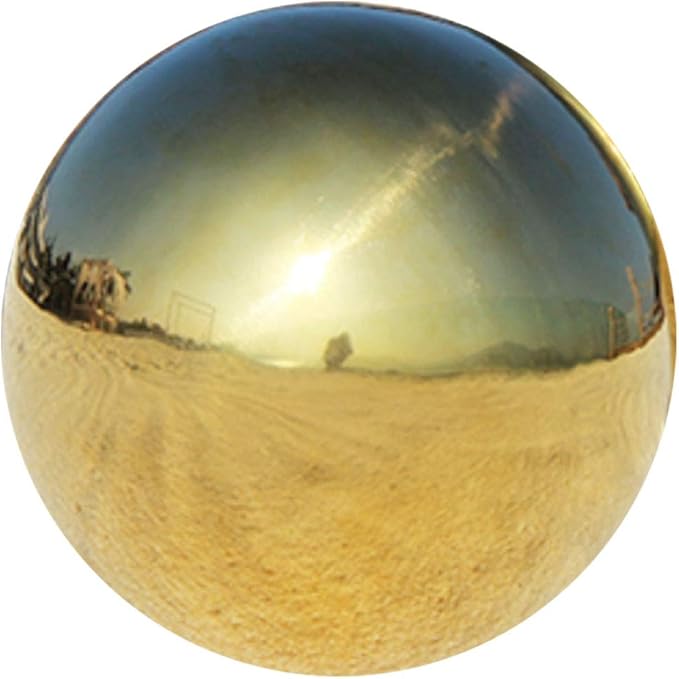 6 inch Diameter Gold Golden Gazing Ball,Gold Golden Stainless Steel Polished Reflective Smooth Garden Sphere Globe Mirror,Colorful and Shiny Addition to Any Garden or Home