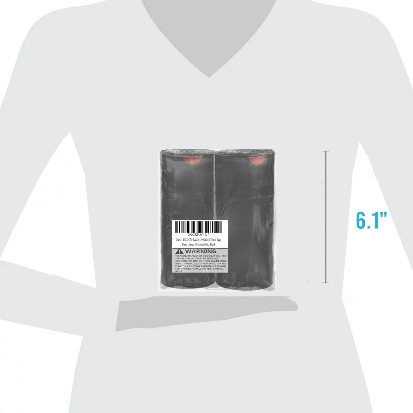 2-4 Gallon Trash Bags Drawstring, 100 Count Bulk, Black & Unscented Small Multi-purpose Garbage Bags for Business Home Bathroom Kitchen Commercial and Industrial