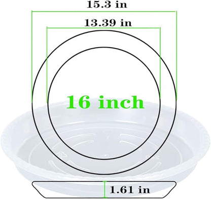 Plant Saucer 2 Pack of 16 inch, Clear Plastic Flower Plant Pot Saucer, Heavy Duty Plant Drip Trays Saucers for Indoor, Plant Water Tray for Planters