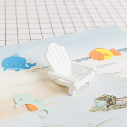 TOYANDONA 2pcs Beach Zen Garden Decor Mini Chair Sun Umbrella Sandbox Accessories Nautical Miniature Doll House Ornament Kits for DIY Fairy Garden Plant Cake Decoration