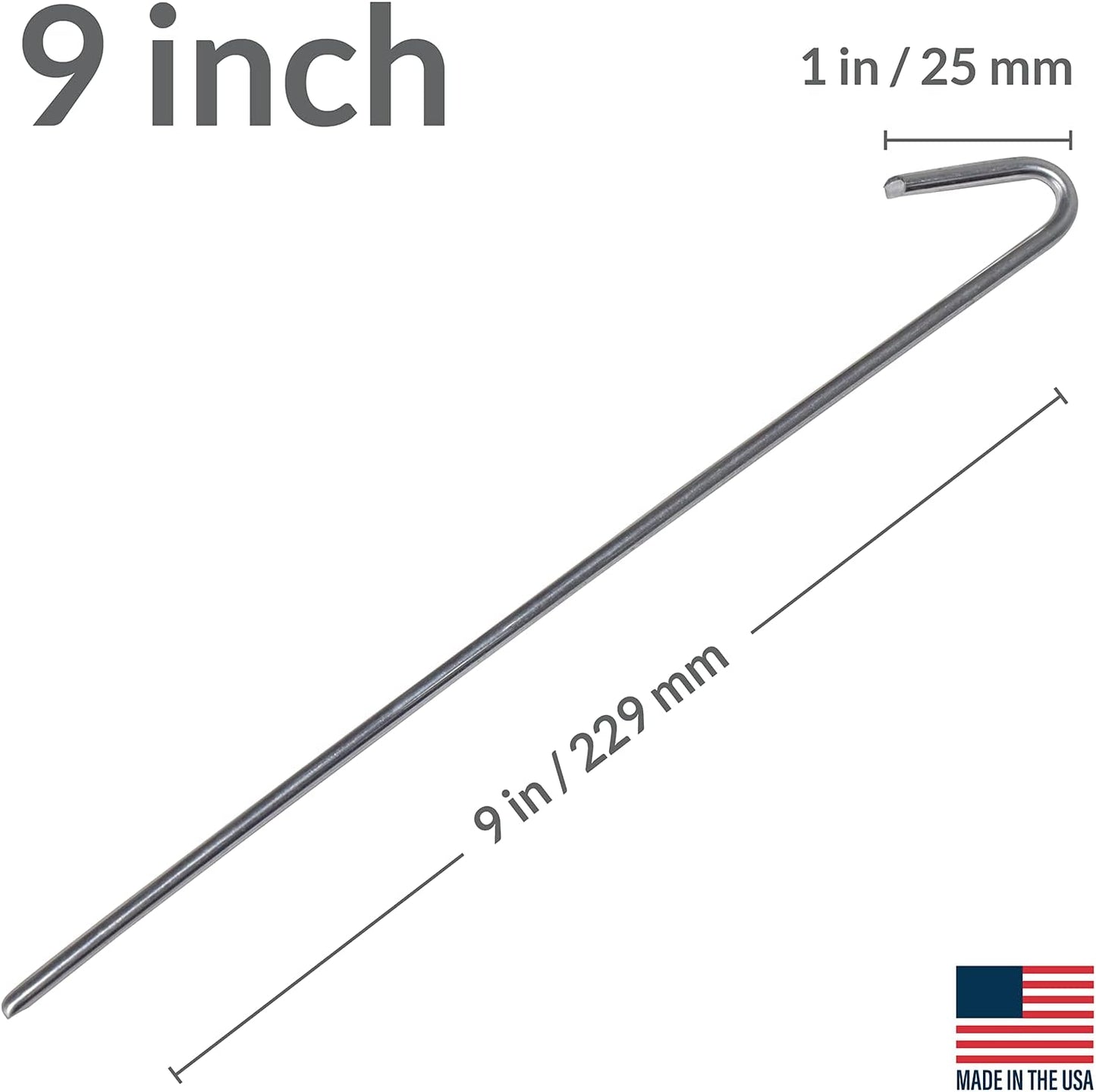 Pinnacle Mercantile 30 Pack Tent Stakes Metal Garden Edging Fence Hooks Pegs Christmas Decoration Stakes Made USA 9 inches Long