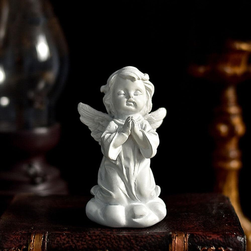 Praying Cherub Angel, Resin Garden Memorial Statue Figurine, 3.54" H x 1.97" W