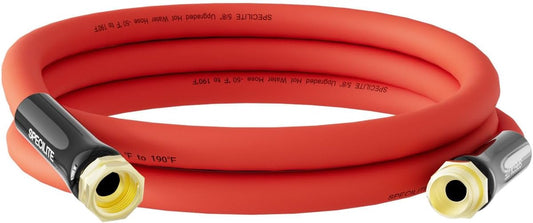 SPECILITE 5/8" Hot/Cold Short Leader Garden Water Hose 10 ft, -50℉-190℉, Flexible & Lightweight Rubber Pipes With 3/4" Brass Fittings for Yard, Outdoor, Farm, Red