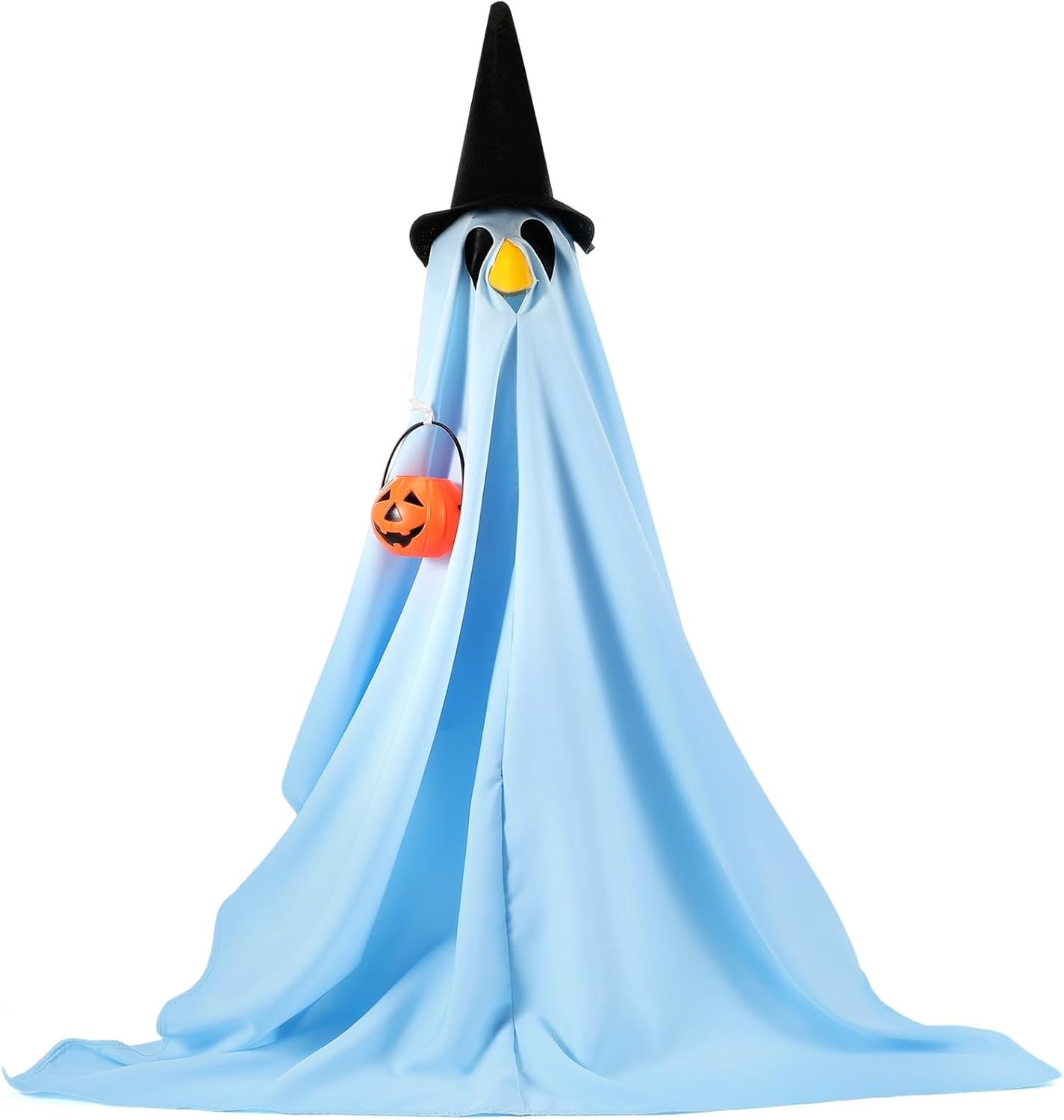 Halloween Porch Goose Outfit Ghost Lawn Goose Clothes with Pumpkin Bag for 23" Disco Plastic/Cement Outdoor Patio Yard Lawn Art Decoration(Blue,Matte)