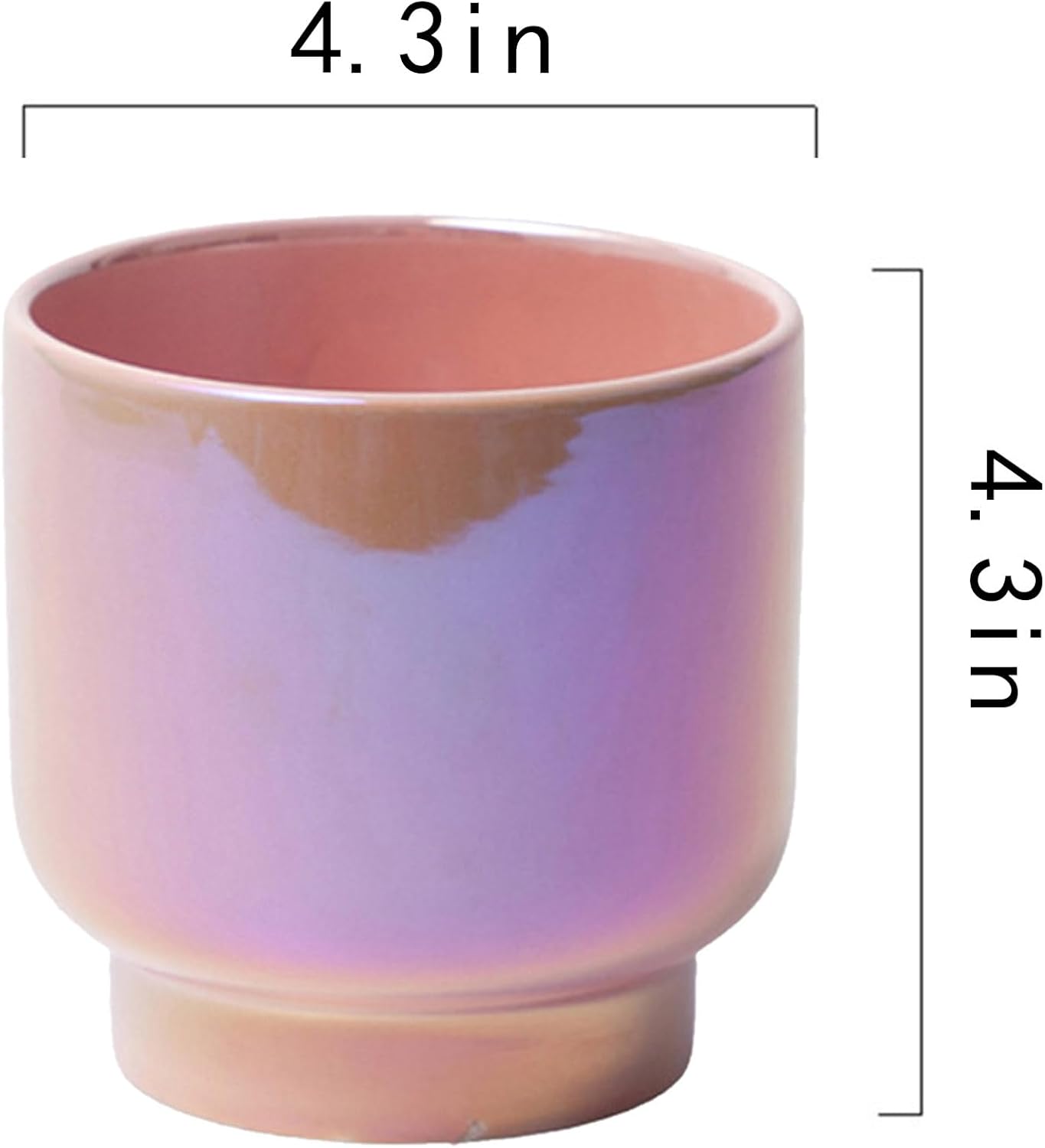LB Pink Purple Ceramic Planters for Indoor Plants, Succulent Plant Pots Ceramic Plant Pot, Cute Flower Pots for Living Room Office Home Decor, Round Flower Pot of 4.3 Inch(Plant Not Included)