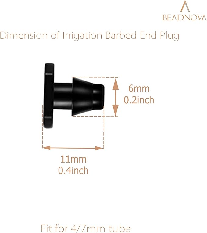 BEADNOVA Drip Irrigation Parts 60 Pcs 1/4 Inch Barbed End Plugs Goof Plugs Drip Irrigation Fittings Drip Line Connectors for 1/4 Inch Irrigation Tubing Garden Watering System (60pcs)
