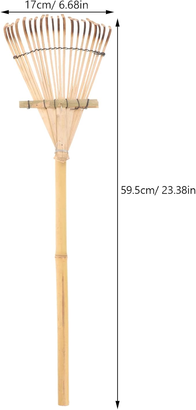 HANABASS Garden Rake Small Rake Bamboo Kids Leaf s for Lawns Garden Patio