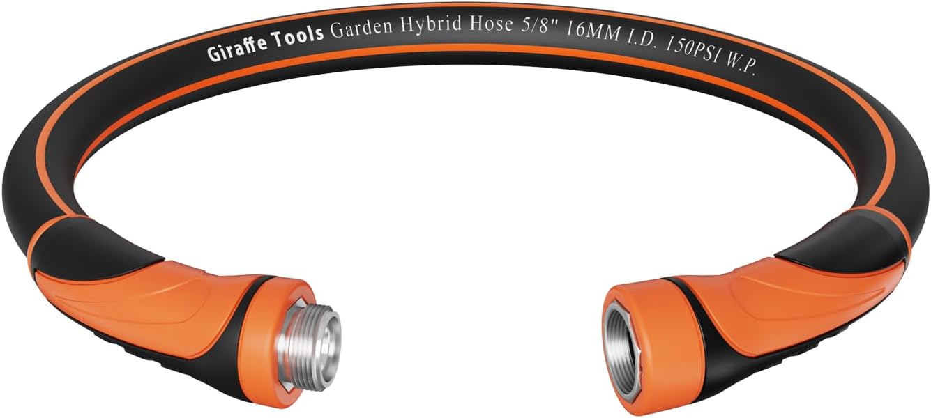 Giraffe Tools Garden Leader Hose 3ft x 5/8", Short Water Hose Heavy Duty, Flexible, Lightweight Hybrid Hose with Swivel Handle, Male to Female Fittings, Burst 600 PSI