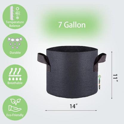 7 Gallon Grow Bags, 5-Pack Fabric Pots 300G Thickened Aeration Non-Woven Grow Bag 7 Gallon with Handles, Garden Bags to Grow Vegetables, Fruits