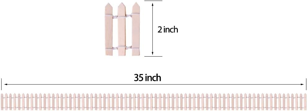 35 Inch 2-Pack Miniature Fairy Garden Fence Wood Decorative Ornament Fence for Dollhouse Succulent Plant Pot DIY Diorama Project Height 2 inch (Wood)