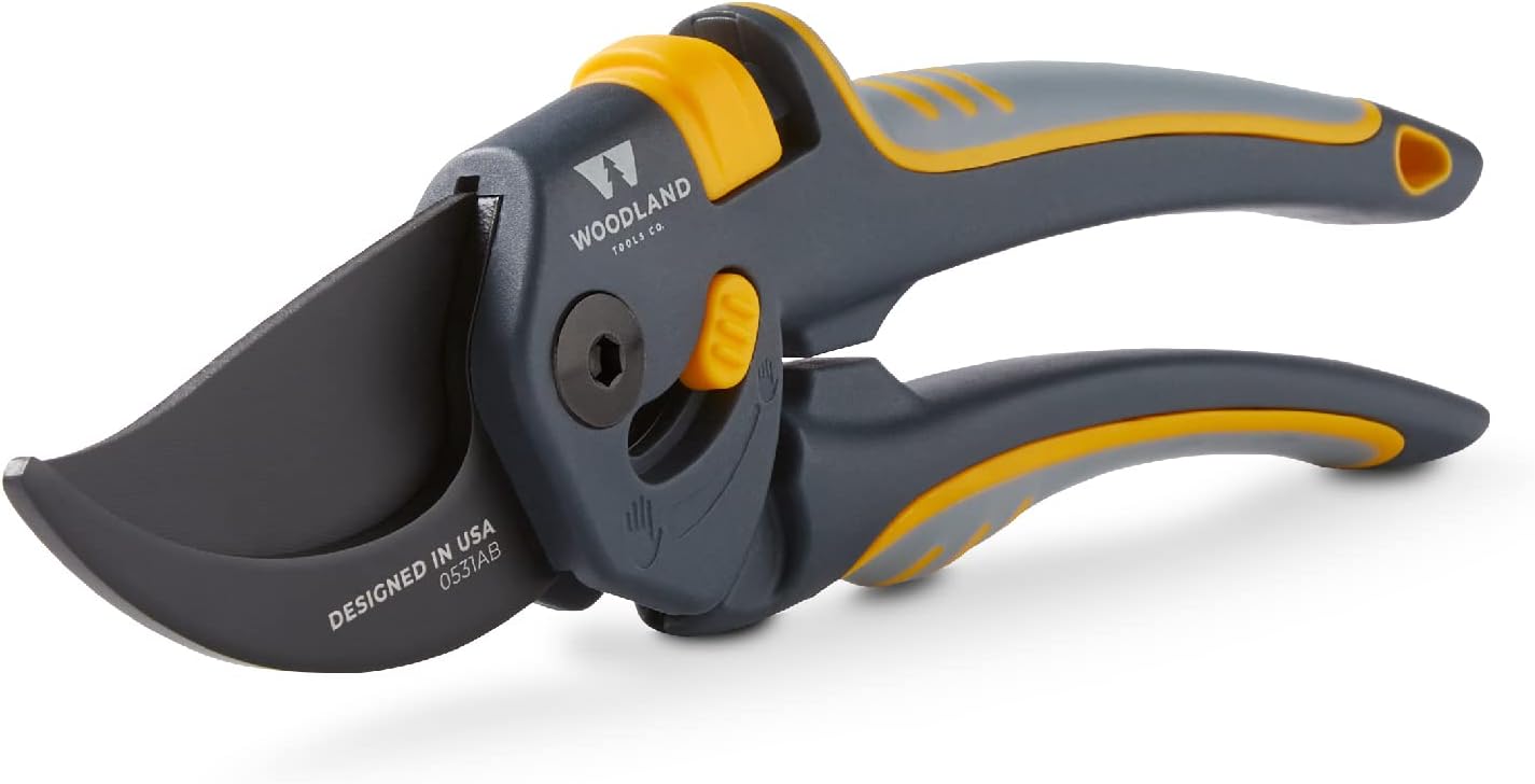 Woodland Tools Co. Super Duty Bypass Pruning Shears – 3/4" Cut Capacity, Gear-Driven Cutting System, High Carbon Steel Blade, Internal Spring, Adjustable Grip, Garden Pruner for Thick Stems and Shrubs