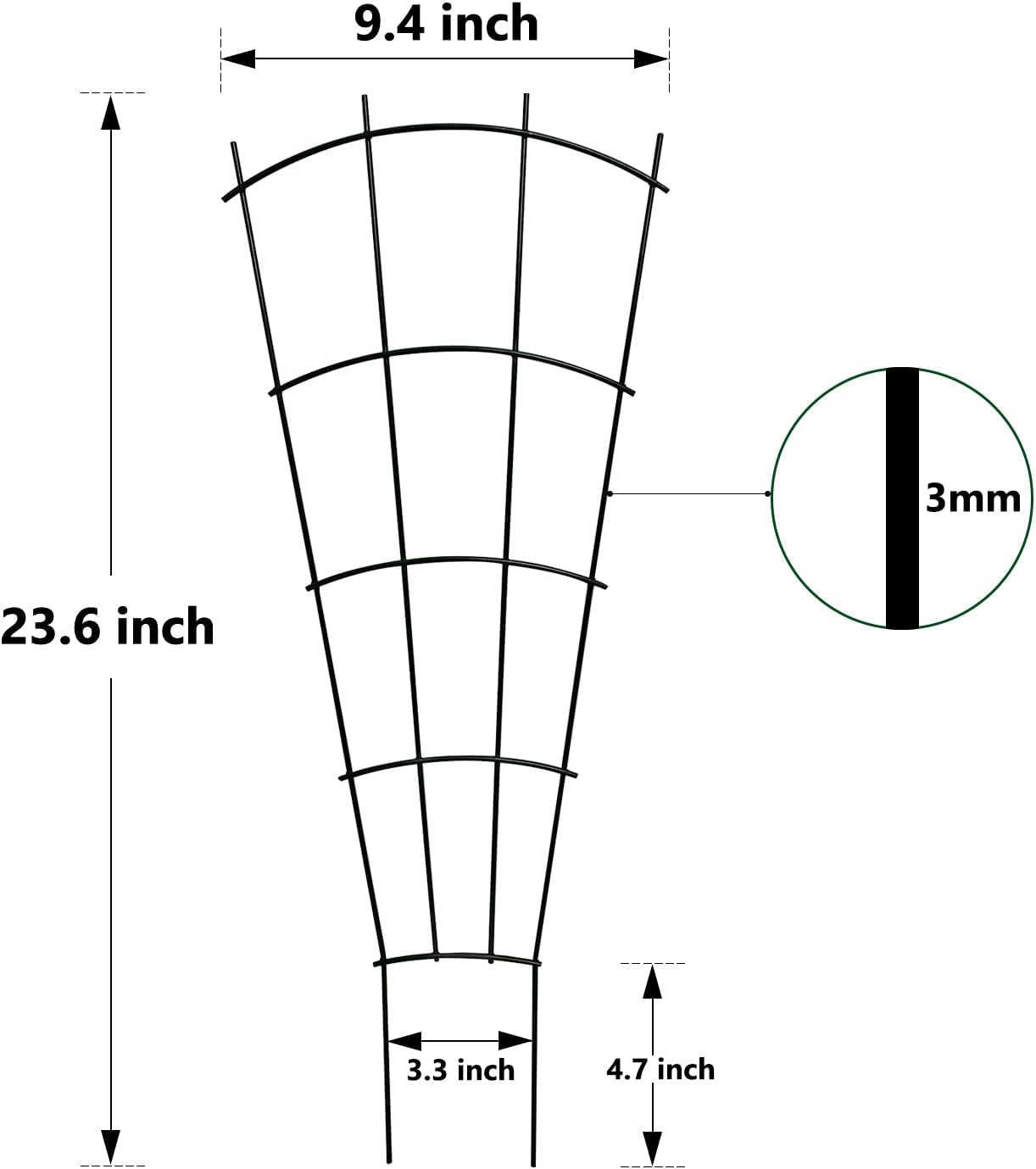 4 Pack 23'' Indoor Plant Trellis for Potted Plants Climbing, Outdoor Metal Garden Trellis Houseplants Flowers Vine Ivy,Fan Shape, Black