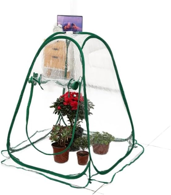 27.56" * 27.56" * 31.5" Greenhouses for Outdoors, Portable Greenhouse Kit with Side Windows, PE Cover, Backyard Garden Indoor Outside, Foldable, No Assembly Required