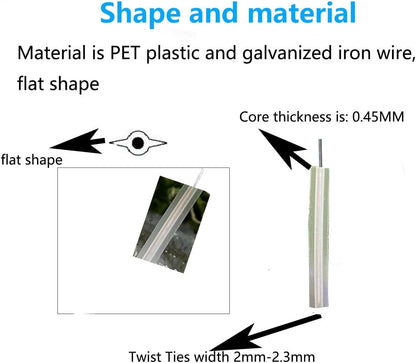 Plastic Clear 4" Twist Ties, Reusable Cable Ties,Long Garbage Bag Twist Ties, Trash Bag Coated Ties, Twisty Ties for Organizing, Plant Hollding, Office, Christmas Tree (500 Pcs/4 inch/10cm)