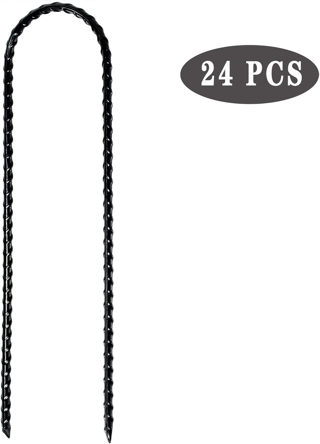 10"x2" Trampolines Wind Stakes Heavy Duty U Shape Galvanized Steel Trampoline Stakes Ground Anchors with Sharp End for Camping Tent, Garden Staples, Trampoline Pins (24)
