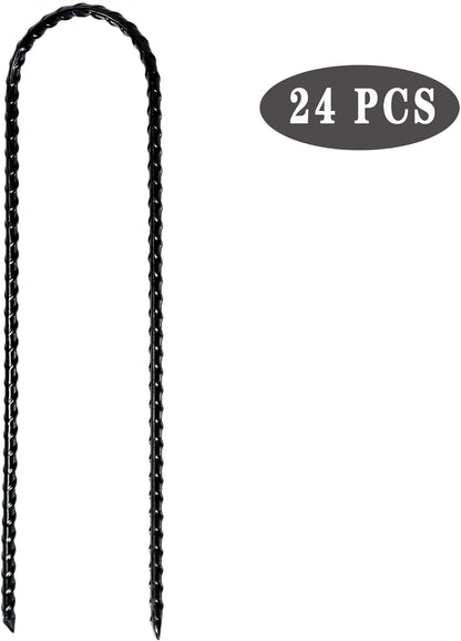 10"x2" Trampolines Wind Stakes Heavy Duty U Shape Galvanized Steel Trampoline Stakes Ground Anchors with Sharp End for Camping Tent, Garden Staples, Trampoline Pins (24)