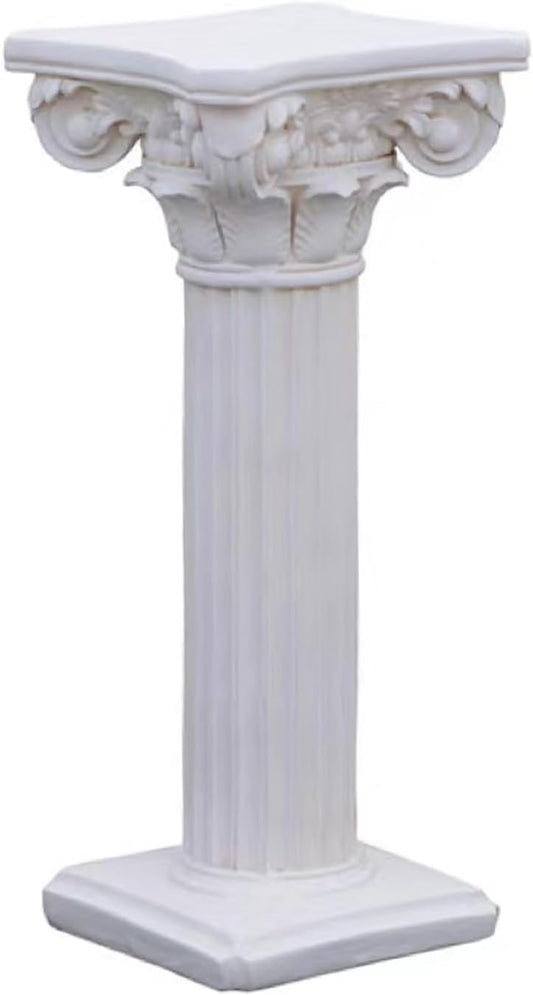 Decorative Roman Column Pedestal,MGO Cement with Fiber, Classical Garden Pillar, Indoor Outdoor Decor, Wrap Foam Safely Delivered from Local Warehouse (White, 31.5IN)