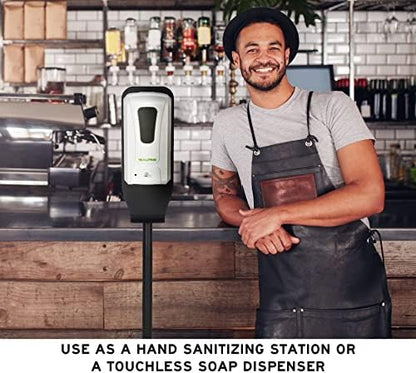 Alpine Automatic Hand Sanitizer Dispenser - Touchless Soap Dispenser with Floor Stand for Restaurant, Hospital, School, Hotel, Kitchen and Bathroom -1200mL Foam White