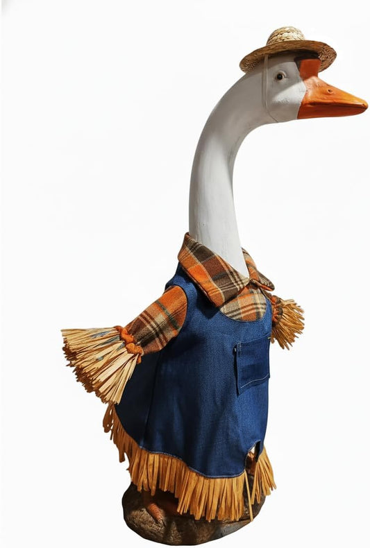Scarecrow Porch Goose Outfits for 23 Inch Lawn Statue, 2 Pcs/Set Lawn Cement Goose Clothes for