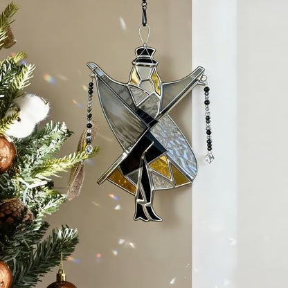 Handmade Stained Glass Spinner,Dancing Lady Stained Glass Spinner,Colorful Wind Spinner Ornament, Kinetic Acrylic Hanging Decor Unique Boho Hanging Ornament for Window, Garden, Porch (2 PCS)