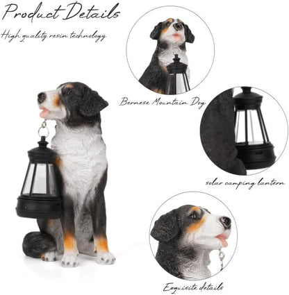 Bourne Dog Garden Statues with Solar Lantern, Outdoor Figurine Resin Sculpture Hanging Solar Power Lights for Decoration Yard Patio Balcony Lawn Ornament Art Decor, Unique Gift for Grandma Wowen Mom
