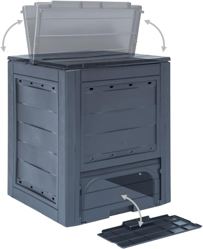 Compost Bin | Garden Composter Bin | Outdoor Composting Box for Backyard Yard Patio Outside | Gray Plastic 23.6" x 23.6" x 28.7" 68.7 Gallon by GeoHome