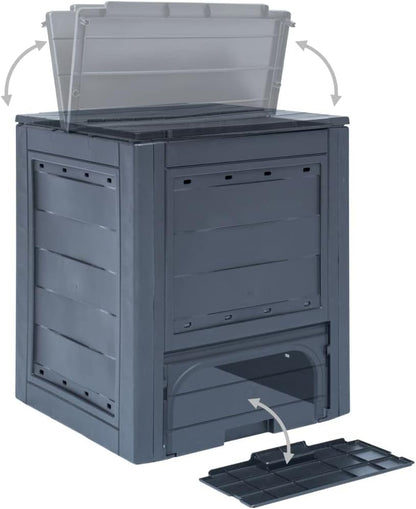 Compost Bin | Garden Composter Bin | Outdoor Composting Box for Backyard Yard Patio Outside | Gray Plastic 23.6" x 23.6" x 28.7" 68.7 Gallon by GeoHome