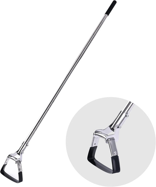 Garden Hoe for Weeding Long Handle Hula Hoe Stirrup Hoe Garden Tool Stainless Steel Poles Adjustable Long Handle Weeding Hoe, 55.9 INCH